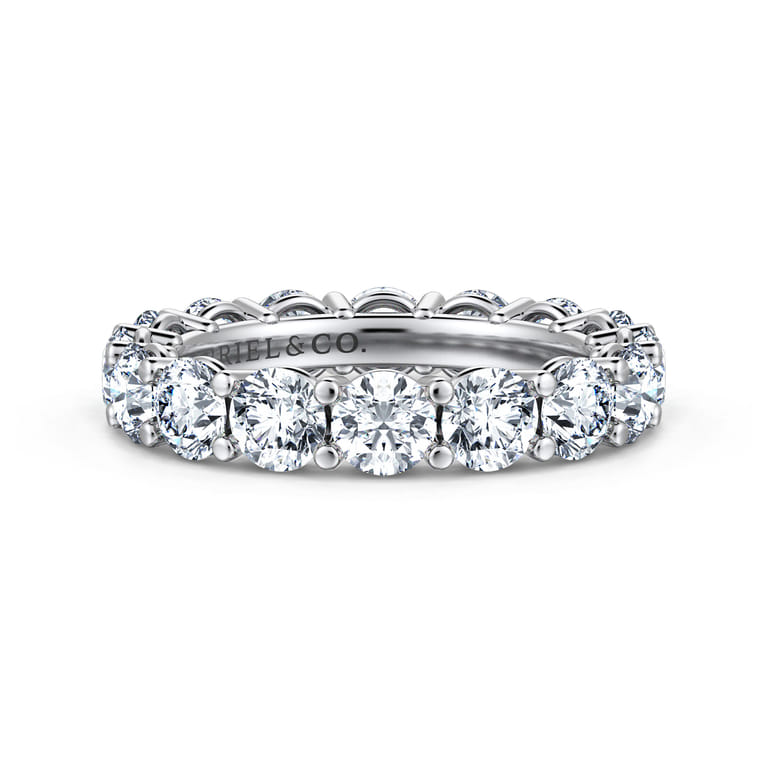 Eternity Band Wedding Ring in 14k White Gold with Round Natural Diamond at Gabriel & Co. - Shot 1