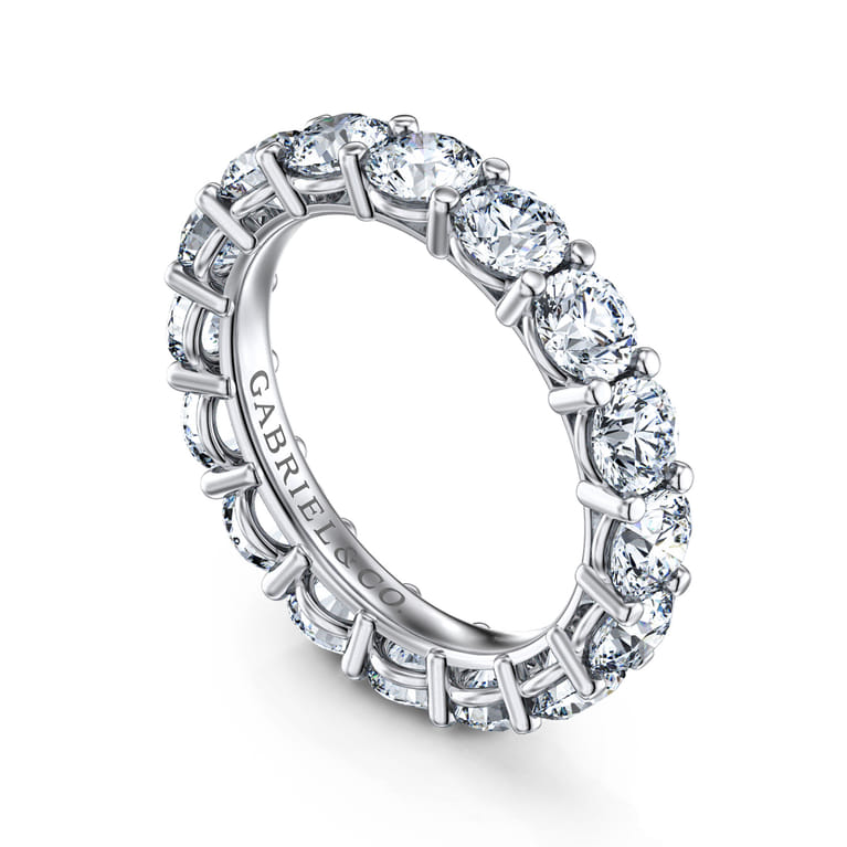 Eternity Band Wedding Ring in 14k White Gold with Round Natural Diamond at Gabriel & Co. - Shot 3