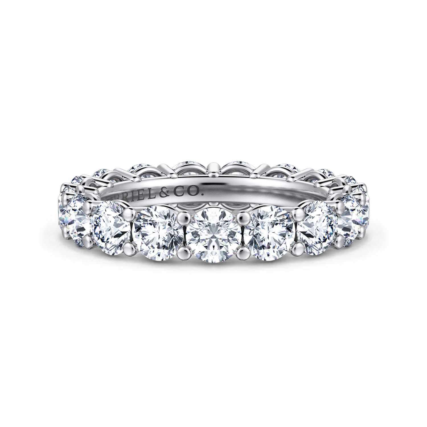Eternity Band Wedding Ring in 14k White Gold with Round Natural Diamond at Gabriel & Co. - Shot 1