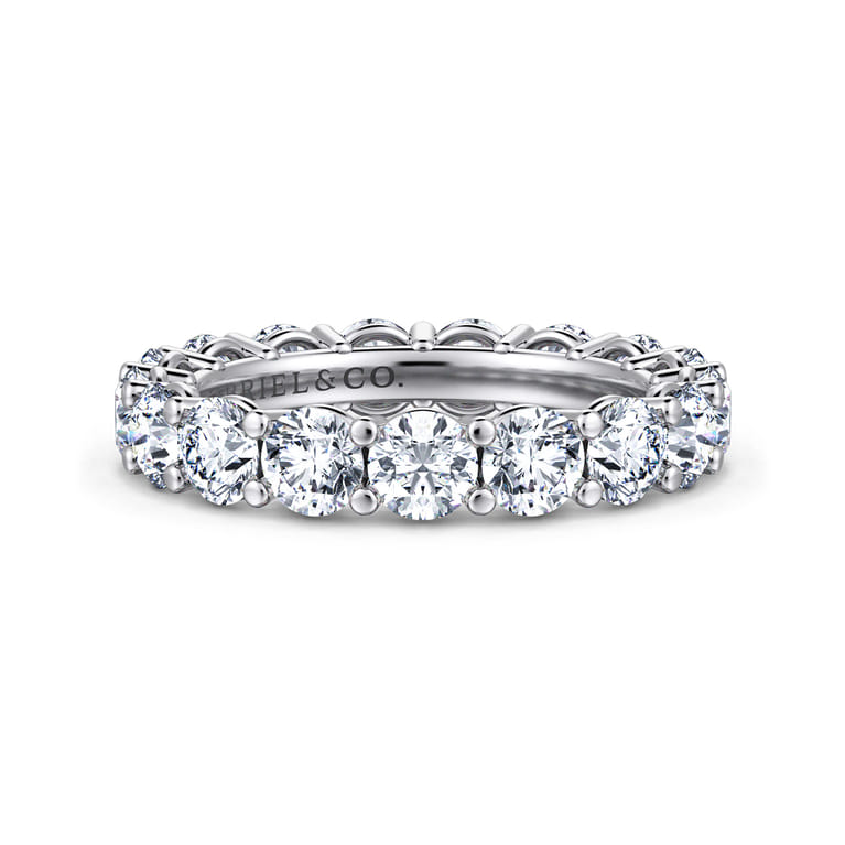 Eternity Band Wedding Ring in 14k White Gold with Round Natural Diamond at Gabriel & Co. - Shot 1