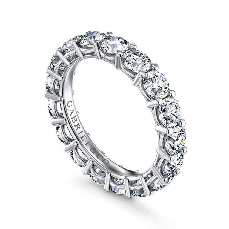 Eternity Band Wedding Ring in 14k White Gold with Round Natural Diamond at Gabriel & Co. - Shot 3