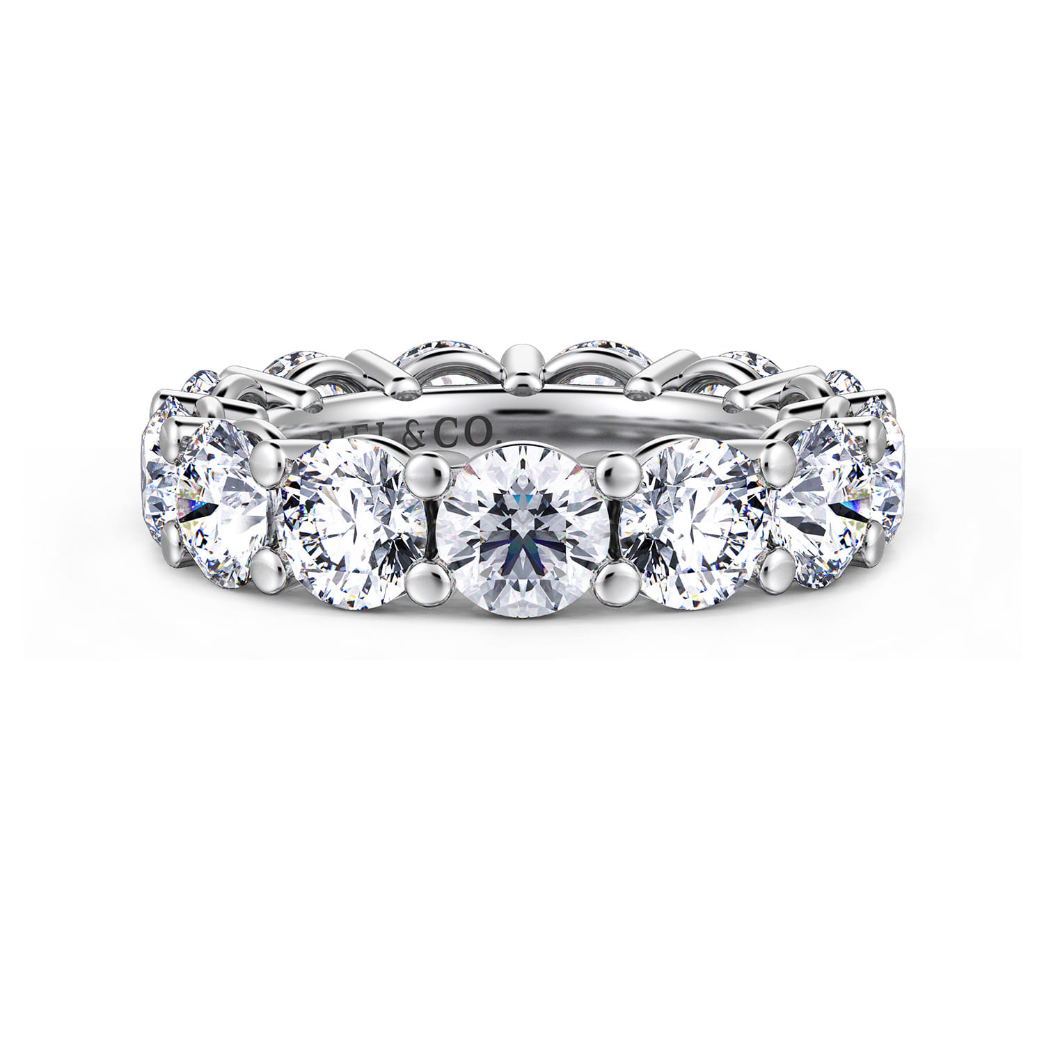 Eternity Band Wedding Ring in 14k White Gold with Round Natural Diamond at Gabriel & Co. - Shot 1