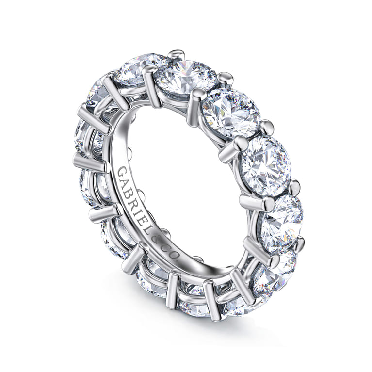 Eternity Band Wedding Ring in 14k White Gold with Round Natural Diamond at Gabriel & Co. - Shot 3