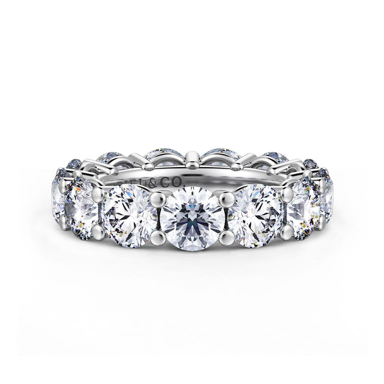 Eternity Band Wedding Ring in 14k White Gold with Round Natural Diamond at Gabriel & Co. - Shot 1