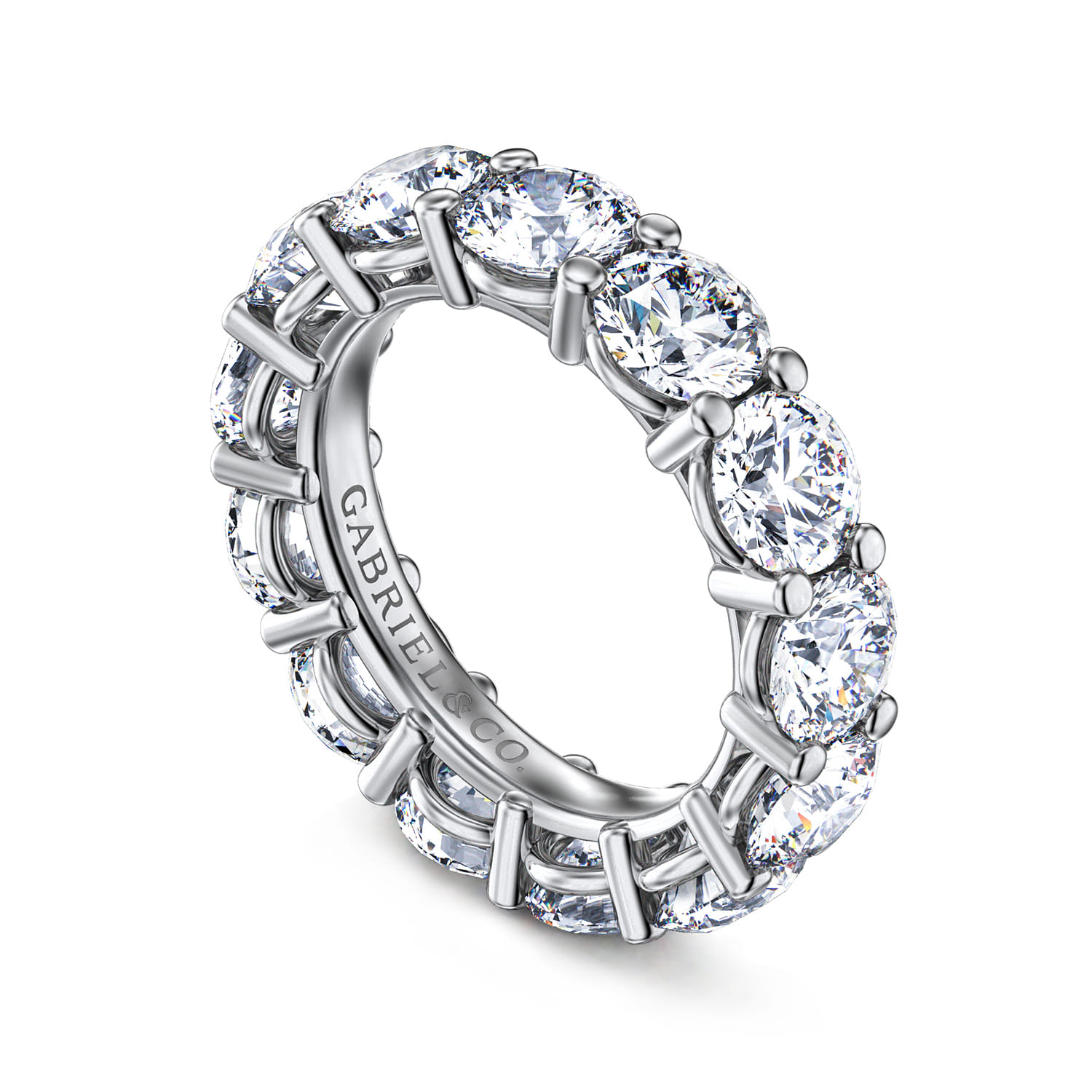 Eternity Band Wedding Ring in 14k White Gold with Round Natural Diamond at Gabriel & Co. - Shot 3