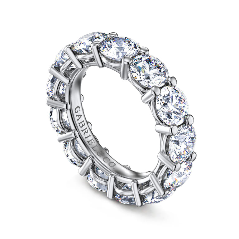 Eternity Band Wedding Ring in 14k White Gold with Round Natural Diamond at Gabriel & Co. - Shot 3