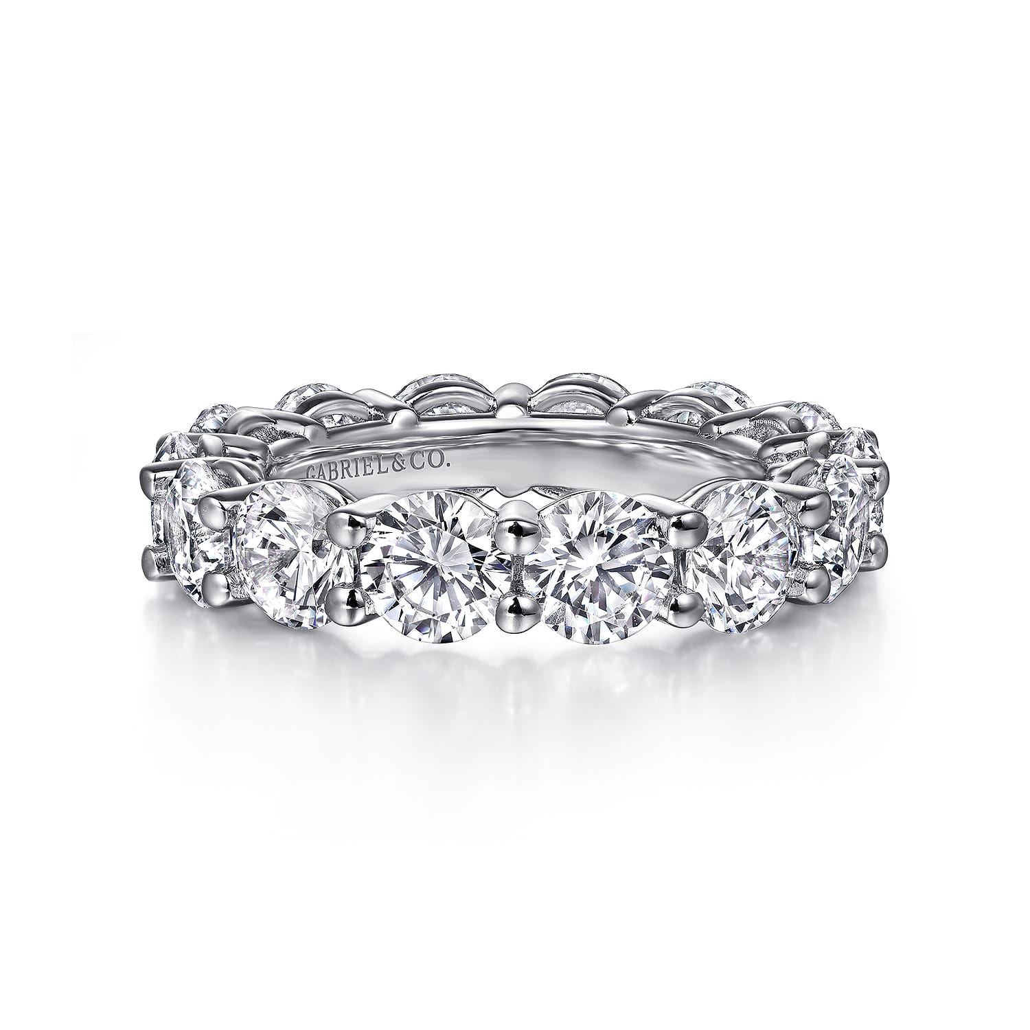 Eternity Band Wedding Ring in 14k White Gold with Round Natural Diamond at Gabriel & Co. - Shot 1