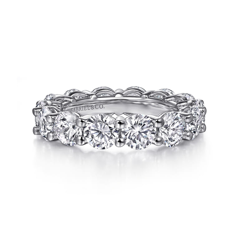 Eternity Band Wedding Ring in 14k White Gold with Round Natural Diamond at Gabriel & Co. - Shot 1