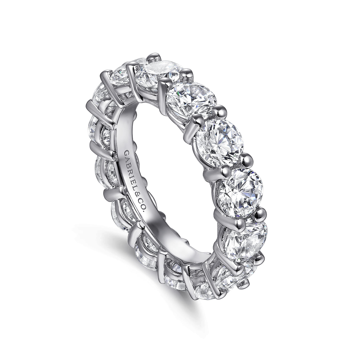 Eternity Band Wedding Ring in 14k White Gold with Round Natural Diamond at Gabriel & Co. - Shot 3