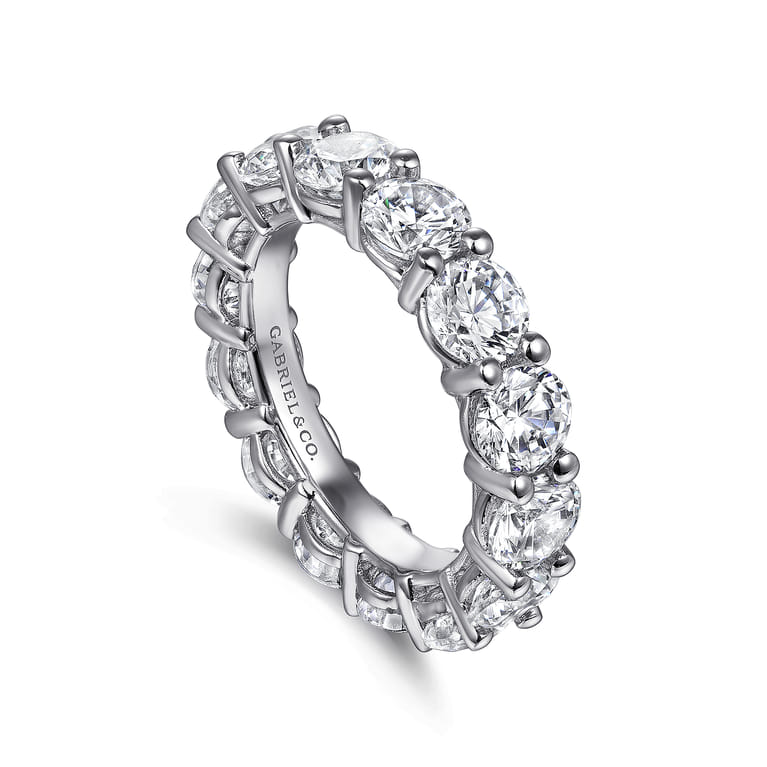 Eternity Band Wedding Ring in 14k White Gold with Round Natural Diamond at Gabriel & Co. - Shot 3