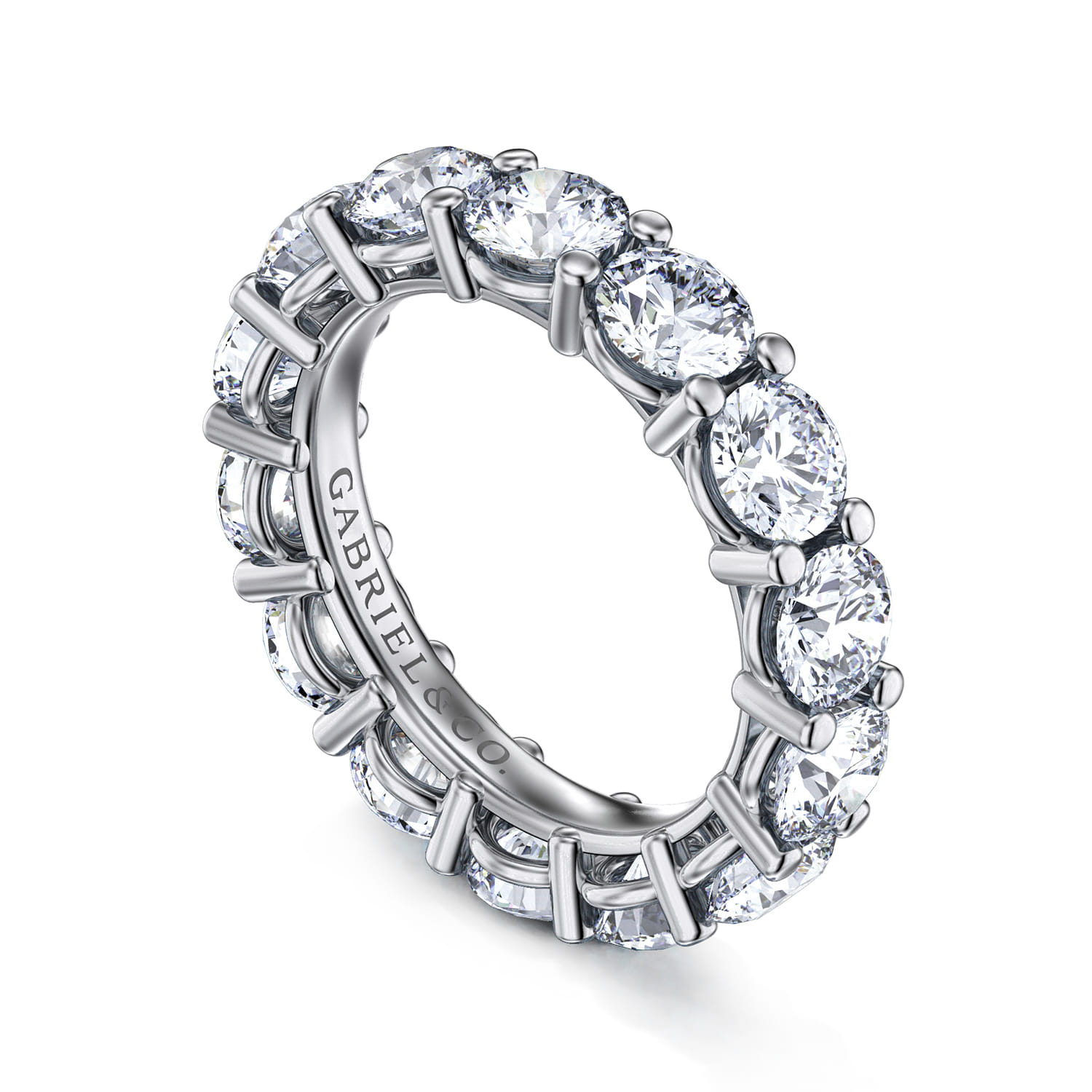 Eternity Band Wedding Ring in 14k White Gold with Round Natural Diamond at Gabriel & Co. - Shot 3