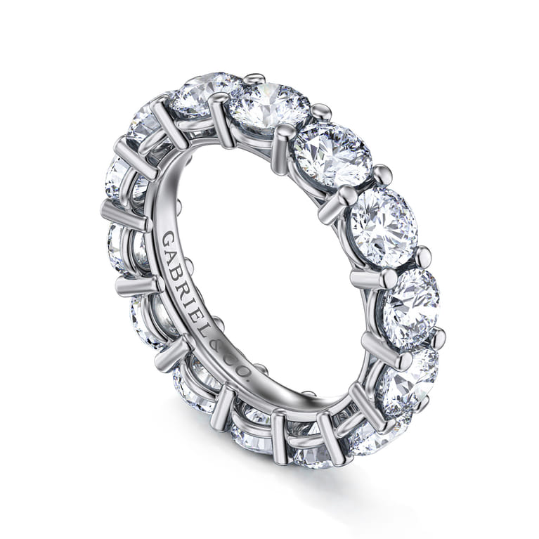 Eternity Band Wedding Ring in 14k White Gold with Round Natural Diamond at Gabriel & Co. - Shot 3