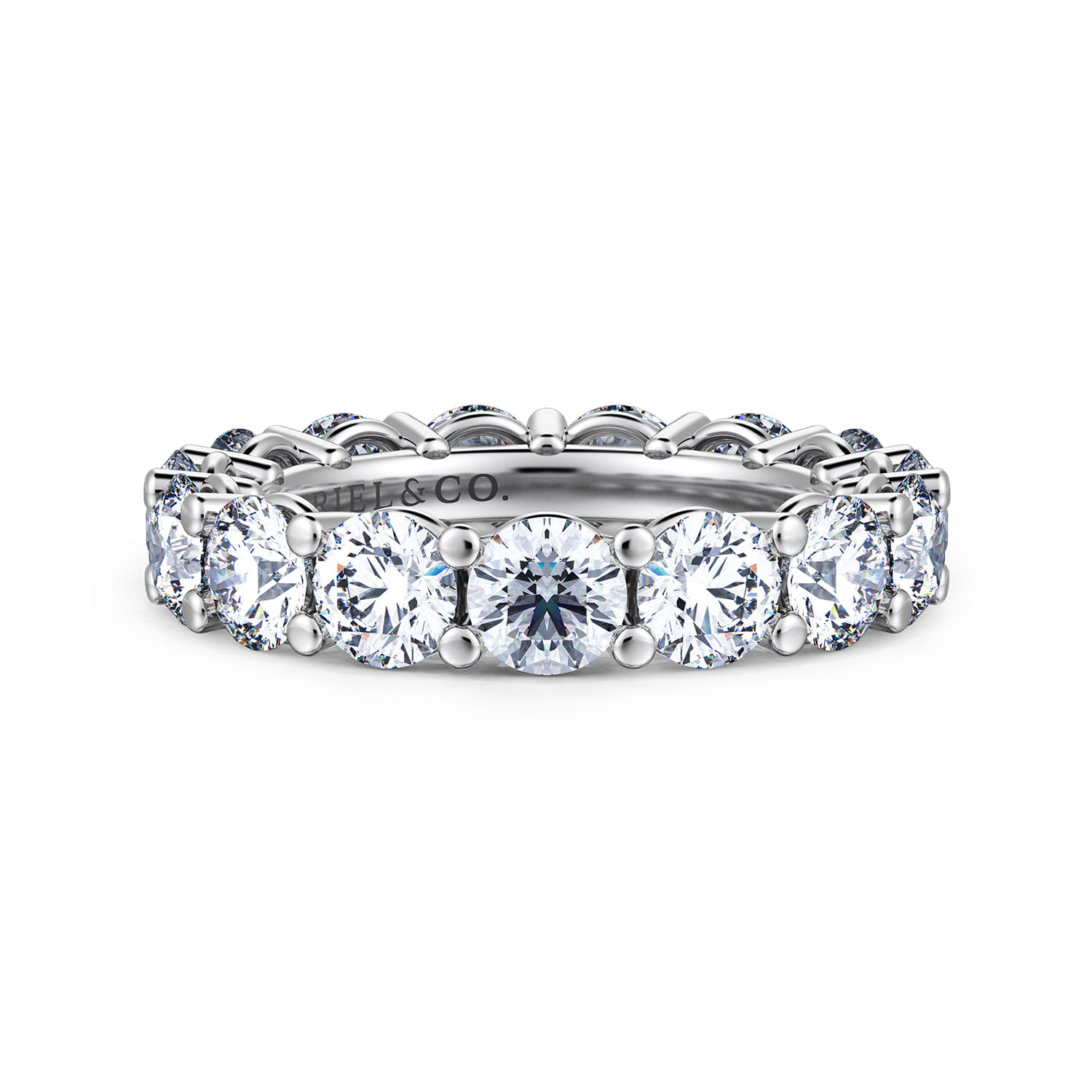 Eternity Band Wedding Ring in 14k White Gold with Round Natural Diamond at Gabriel & Co. - Shot 1