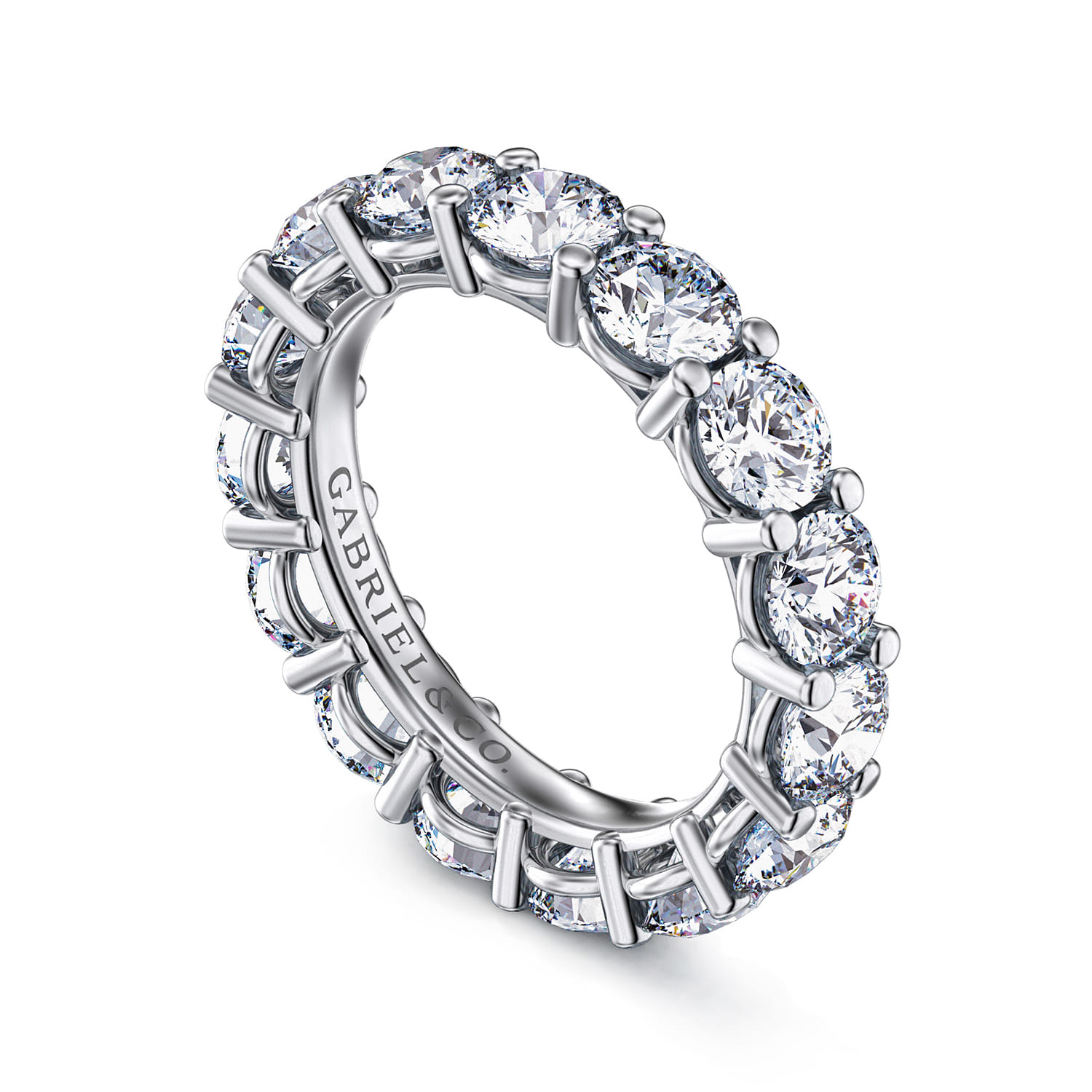 Eternity Band Wedding Ring in 14k White Gold with Round Natural Diamond at Gabriel & Co. - Shot 3
