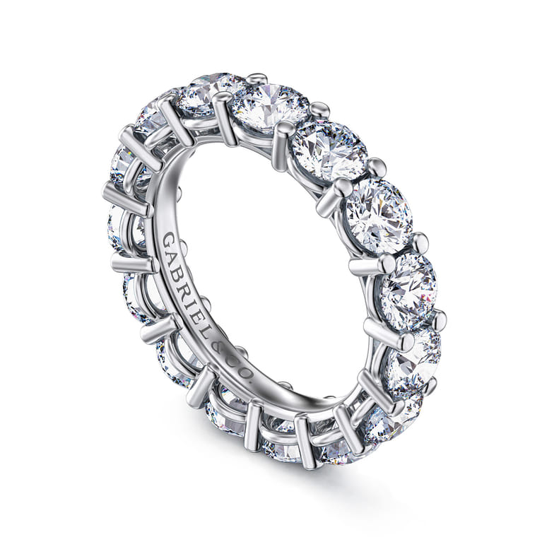 Eternity Band Wedding Ring in 14k White Gold with Round Natural Diamond at Gabriel & Co. - Shot 3