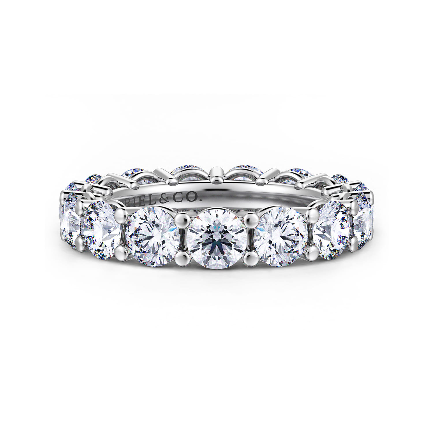 Eternity Band Wedding Ring in 14k White Gold with Round Natural Diamond at Gabriel & Co. - Shot 1