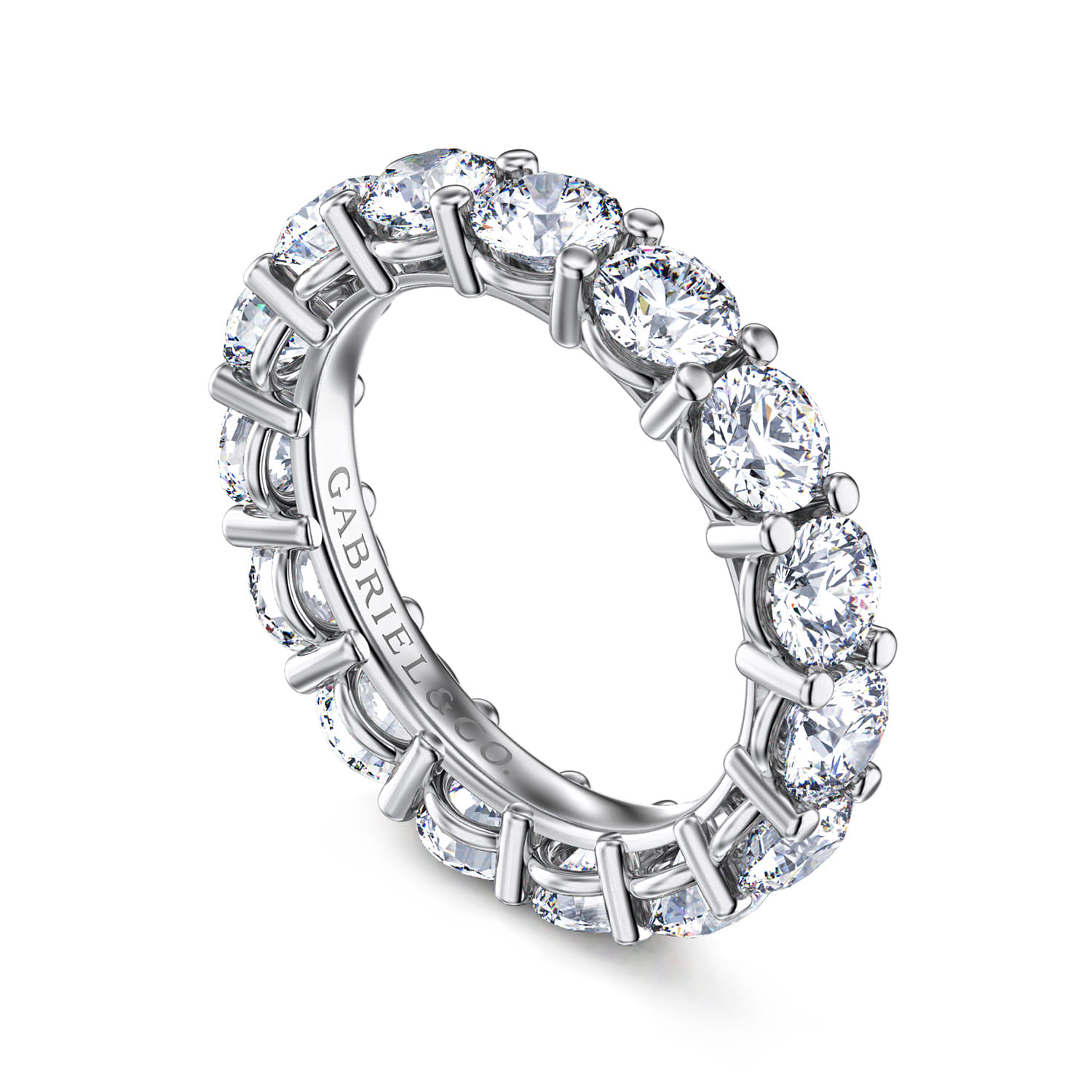Eternity Band Wedding Ring in 14k White Gold with Round Natural Diamond at Gabriel & Co. - Shot 3