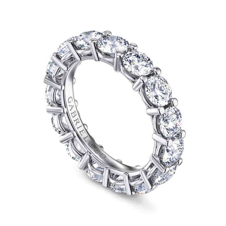 Eternity Band Wedding Ring in 14k White Gold with Round Natural Diamond at Gabriel & Co. - Shot 3