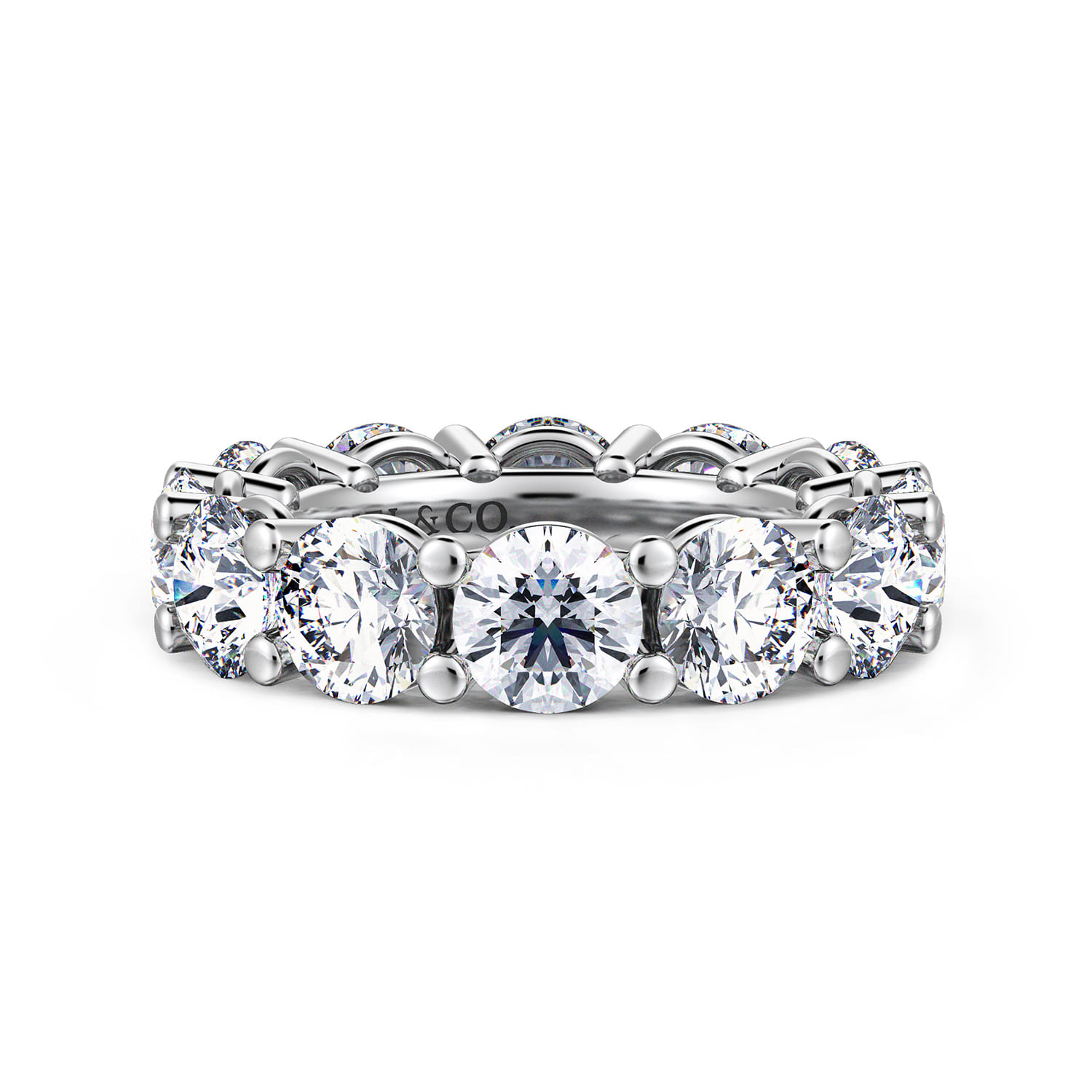 Eternity Band Wedding Ring in 14k White Gold with Round Natural Diamond at Gabriel & Co. - Shot 1