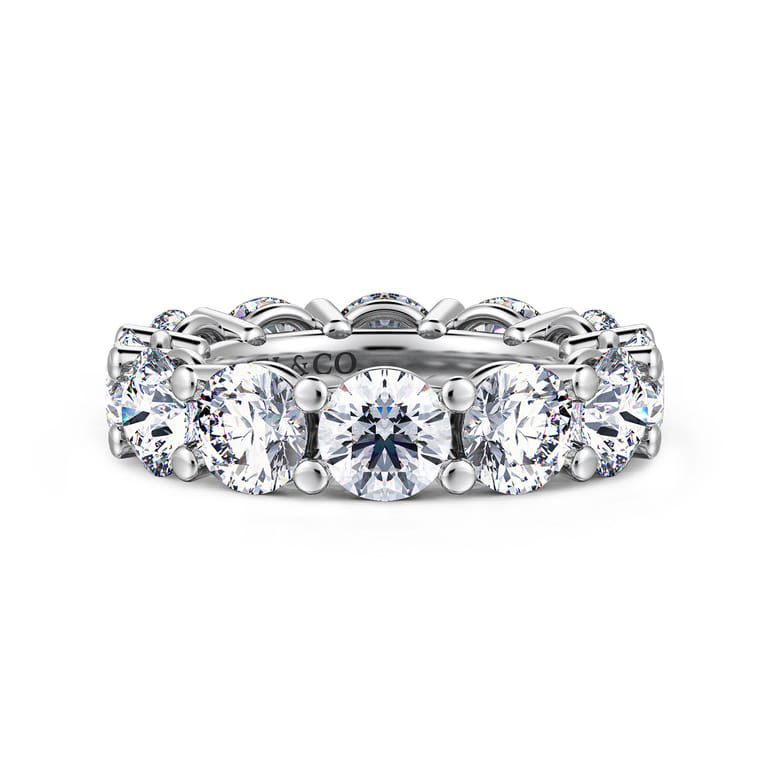 Eternity Band Wedding Ring in 14k White Gold with Round Natural Diamond at Gabriel & Co. - Shot 1