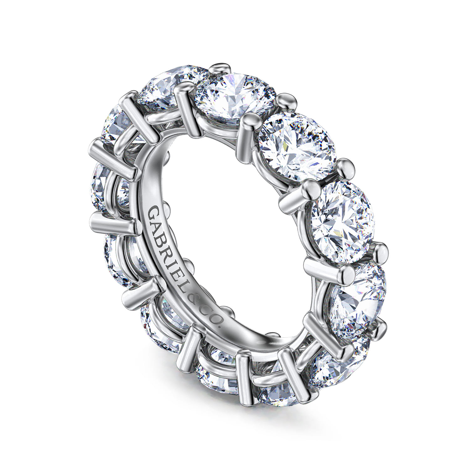 Eternity Band Wedding Ring in 14k White Gold with Round Natural Diamond at Gabriel & Co. - Shot 3
