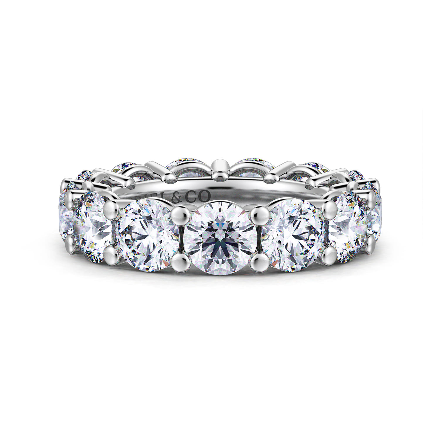 Eternity Band Wedding Ring in 14k White Gold with Round Natural Diamond at Gabriel & Co. - Shot 1