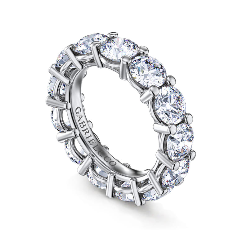 Eternity Band Wedding Ring in 14k White Gold with Round Natural Diamond at Gabriel & Co. - Shot 3