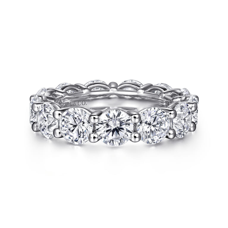 Eternity Band Wedding Ring in 14k White Gold with Round Natural Diamond at Gabriel & Co. - Shot 1