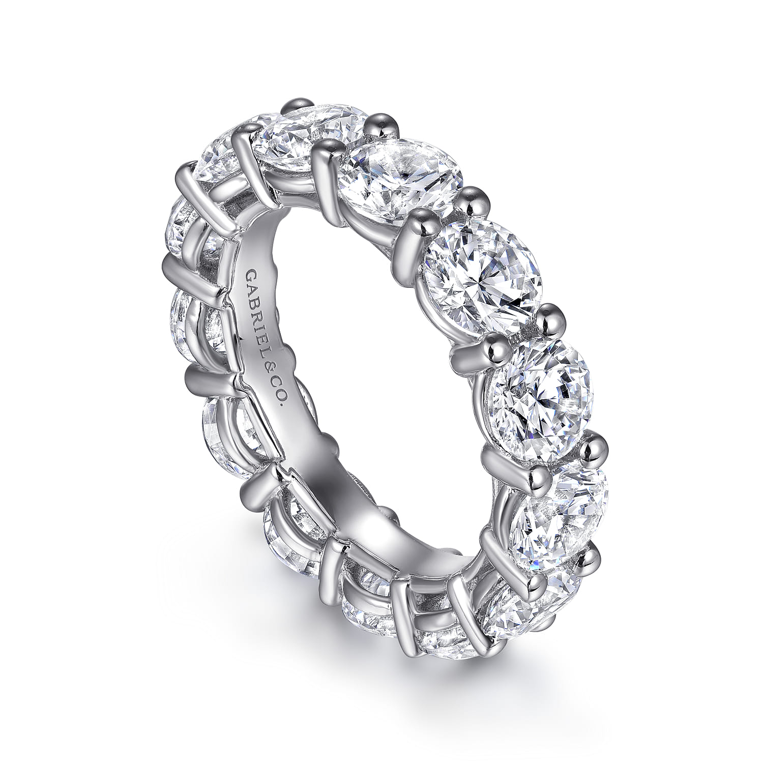 Eternity Band Wedding Ring in 14k White Gold with Round Natural Diamond at Gabriel & Co. - Shot 3