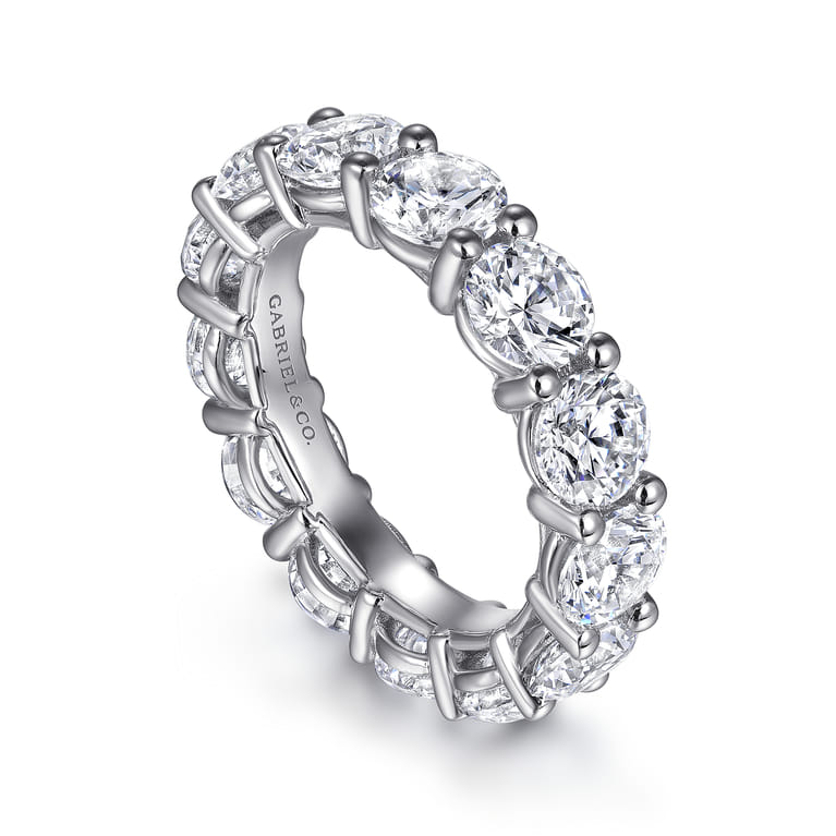 Eternity Band Wedding Ring in 14k White Gold with Round Natural Diamond at Gabriel & Co. - Shot 3