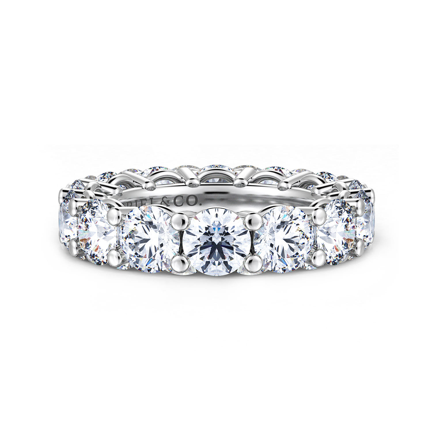 Eternity Band Wedding Ring in 14k White Gold with Round Natural Diamond at Gabriel & Co. - Shot 1