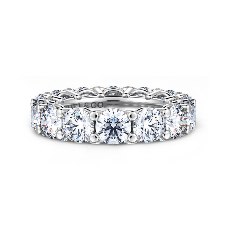 Eternity Band Wedding Ring in 14k White Gold with Round Natural Diamond at Gabriel & Co. - Shot 1
