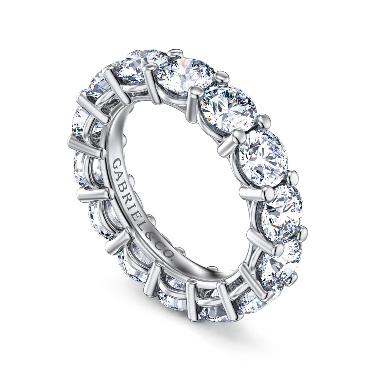 Eternity Band Wedding Ring in 14k White Gold with Round Natural Diamond at Gabriel & Co. - Shot 3