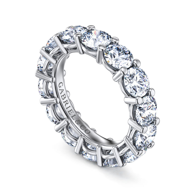 Eternity Band Wedding Ring in 14k White Gold with Round Natural Diamond at Gabriel & Co. - Shot 3