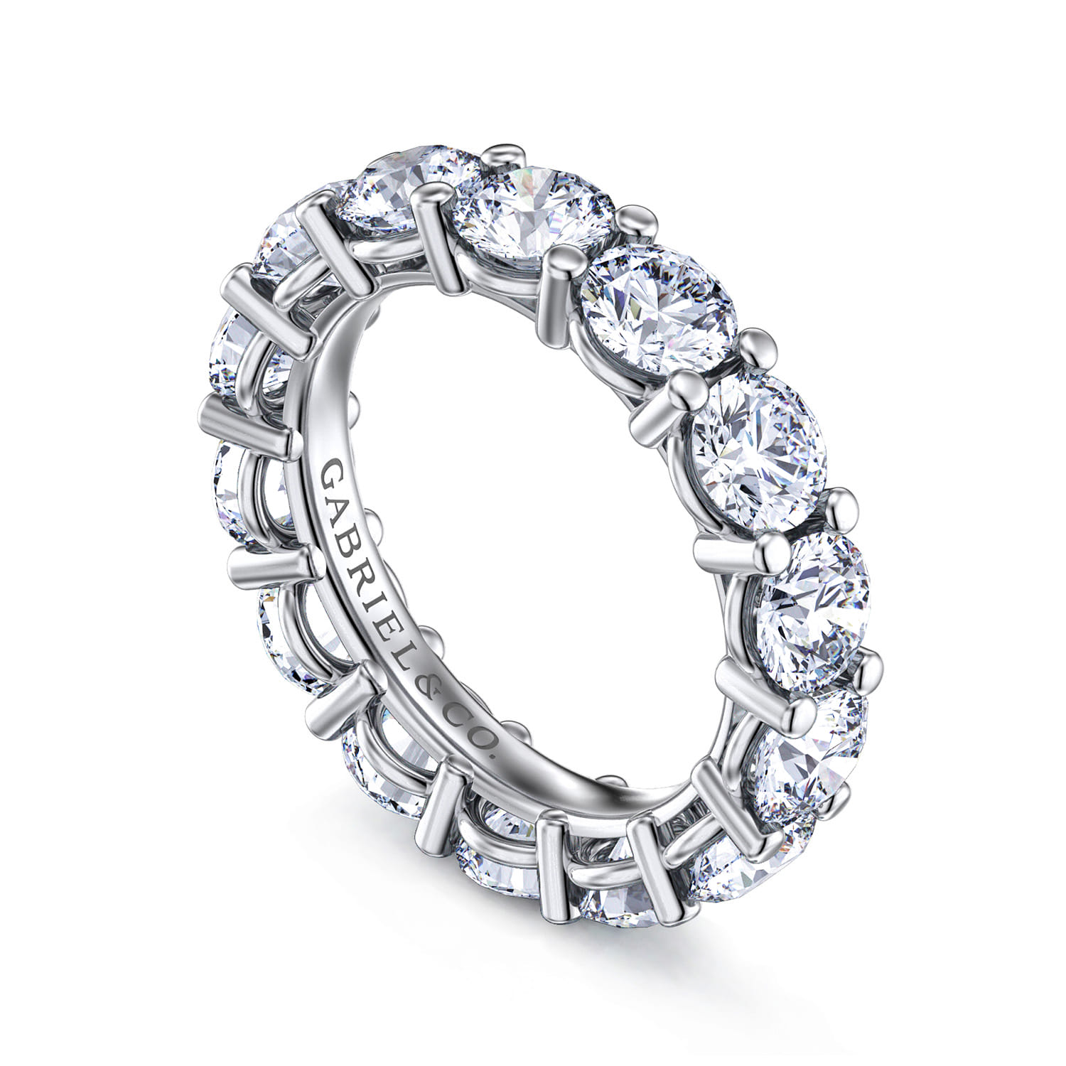 Eternity Band Wedding Ring in 14k White Gold with Round Natural Diamond at Gabriel & Co. - Shot 3