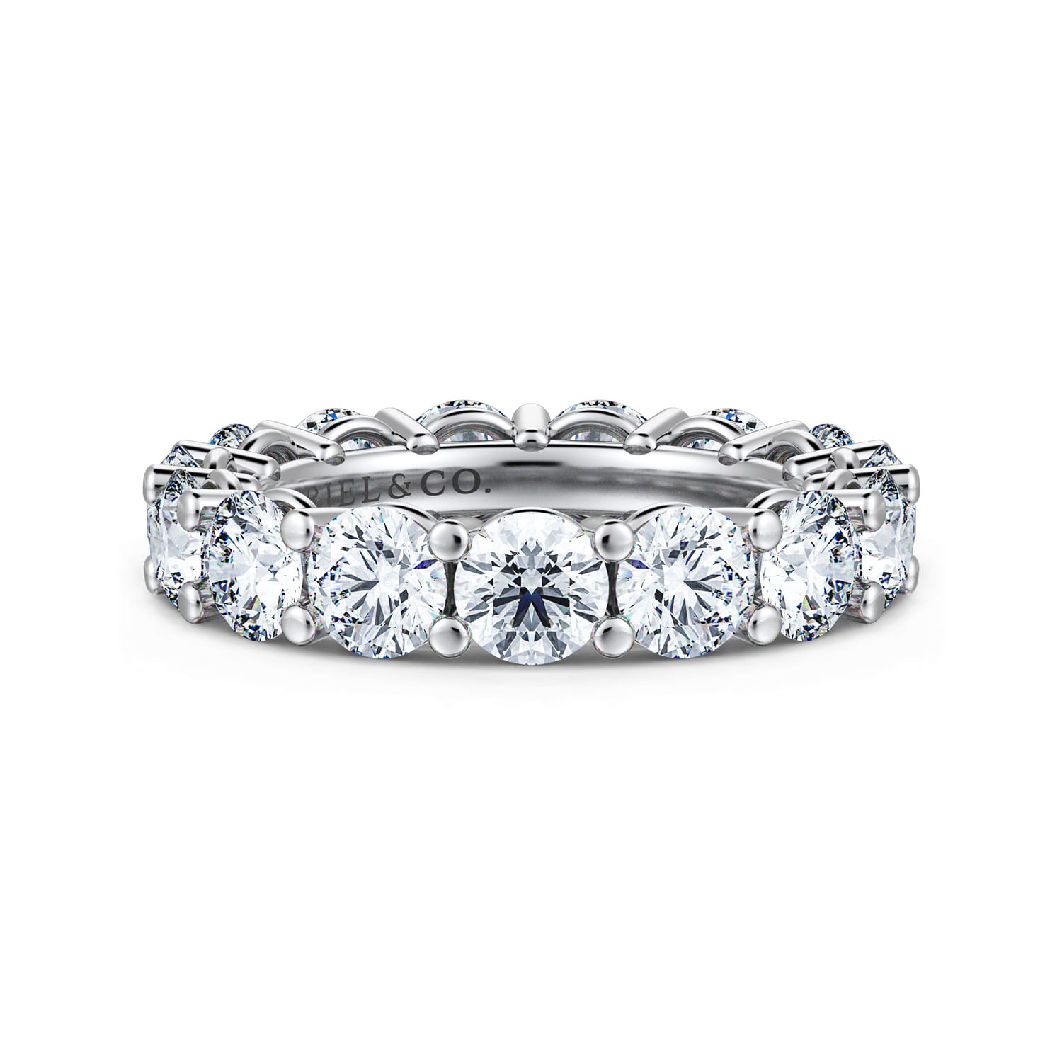 Eternity Band Wedding Ring in 14k White Gold with Round Natural Diamond at Gabriel & Co. - Shot 1