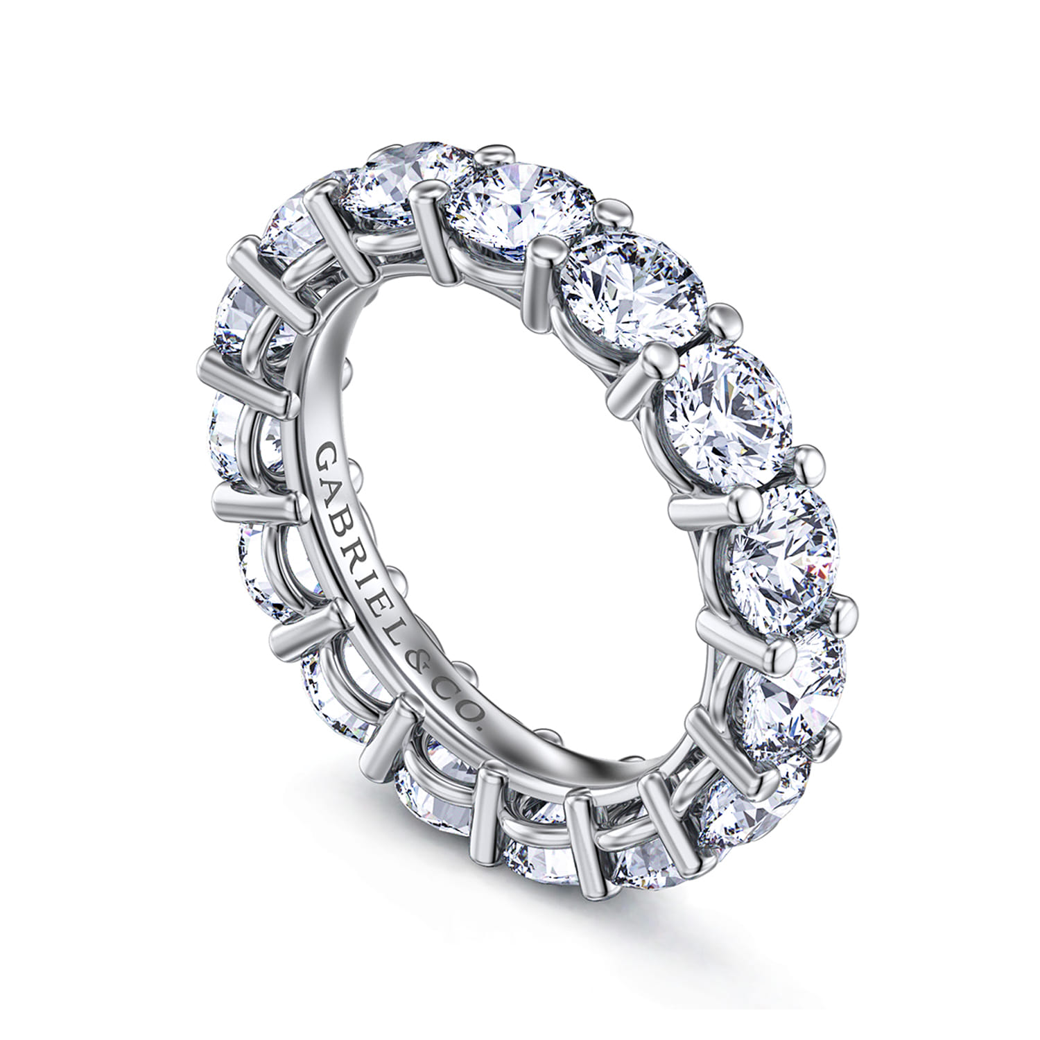 Eternity Band Wedding Ring in 14k White Gold with Round Natural Diamond at Gabriel & Co. - Shot 3