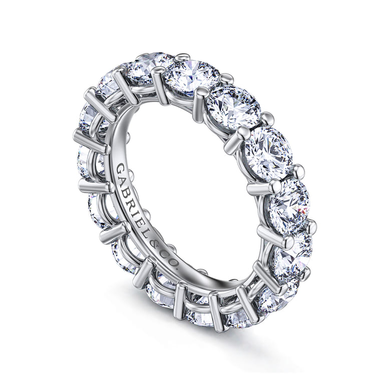 Eternity Band Wedding Ring in 14k White Gold with Round Natural Diamond at Gabriel & Co. - Shot 3