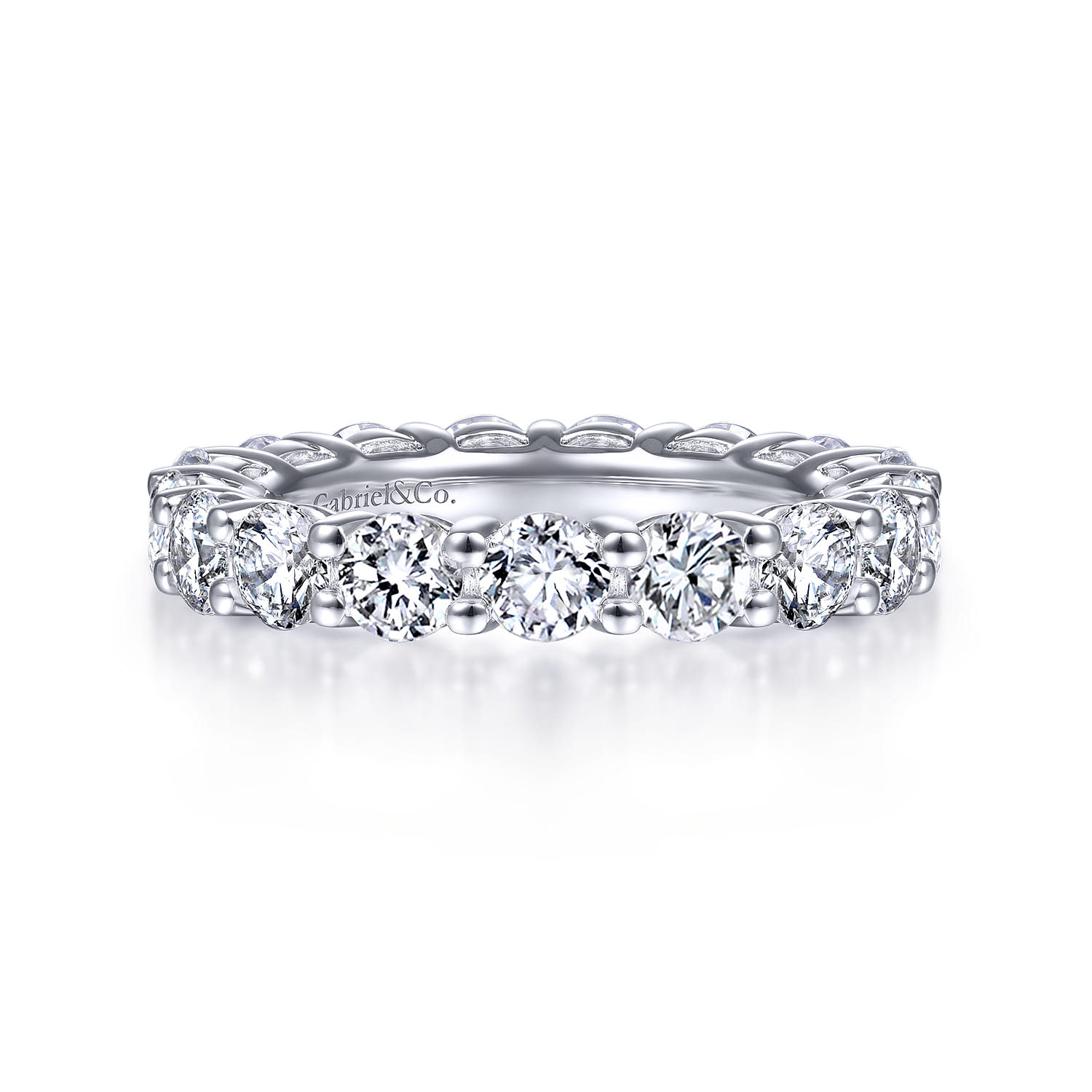 Eternity Band Wedding Ring in 14k White Gold with Round Natural Diamond at Gabriel & Co. - Shot 1