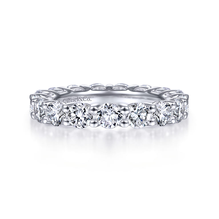 Eternity Band Wedding Ring in 14k White Gold with Round Natural Diamond at Gabriel & Co. - Shot 1