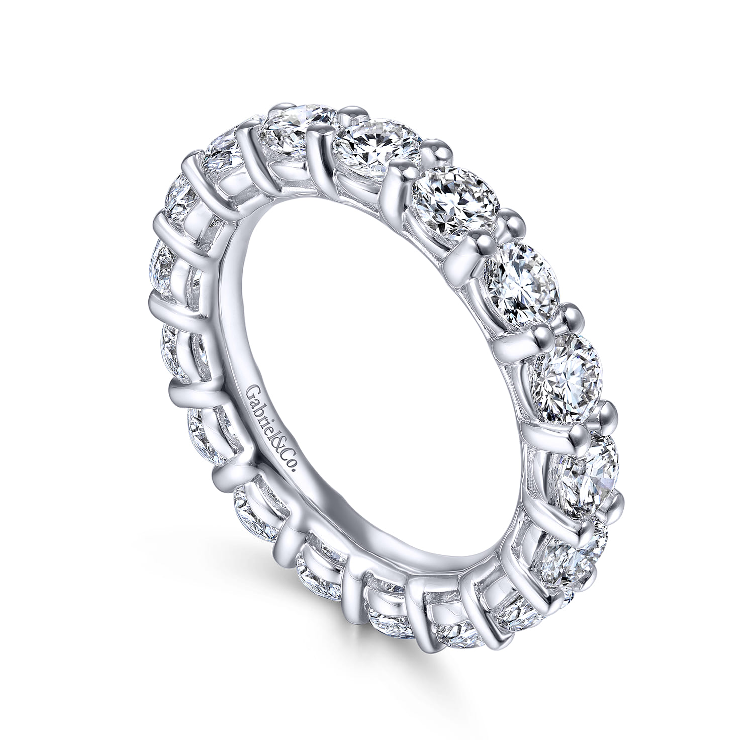 Eternity Band Wedding Ring in 14k White Gold with Round Natural Diamond at Gabriel & Co. - Shot 3