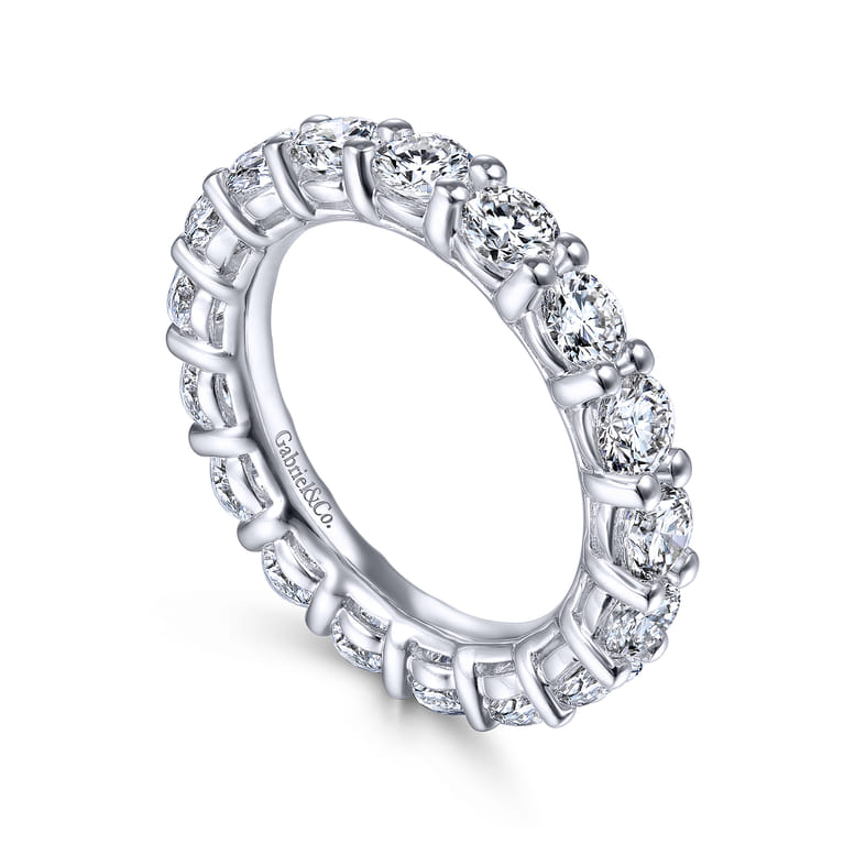 Eternity Band Wedding Ring in 14k White Gold with Round Natural Diamond at Gabriel & Co. - Shot 3
