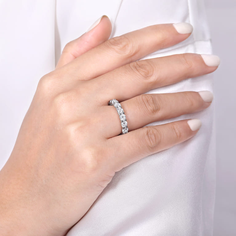 Eternity Band Wedding Ring in 14k White Gold with Round Natural Diamond at Gabriel & Co. - Shot 5