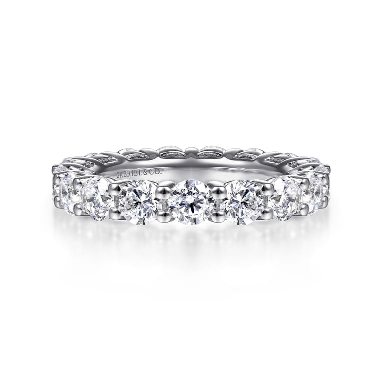 Eternity Band Wedding Ring in 14k White Gold with Round Natural Diamond at Gabriel & Co. - Shot 1