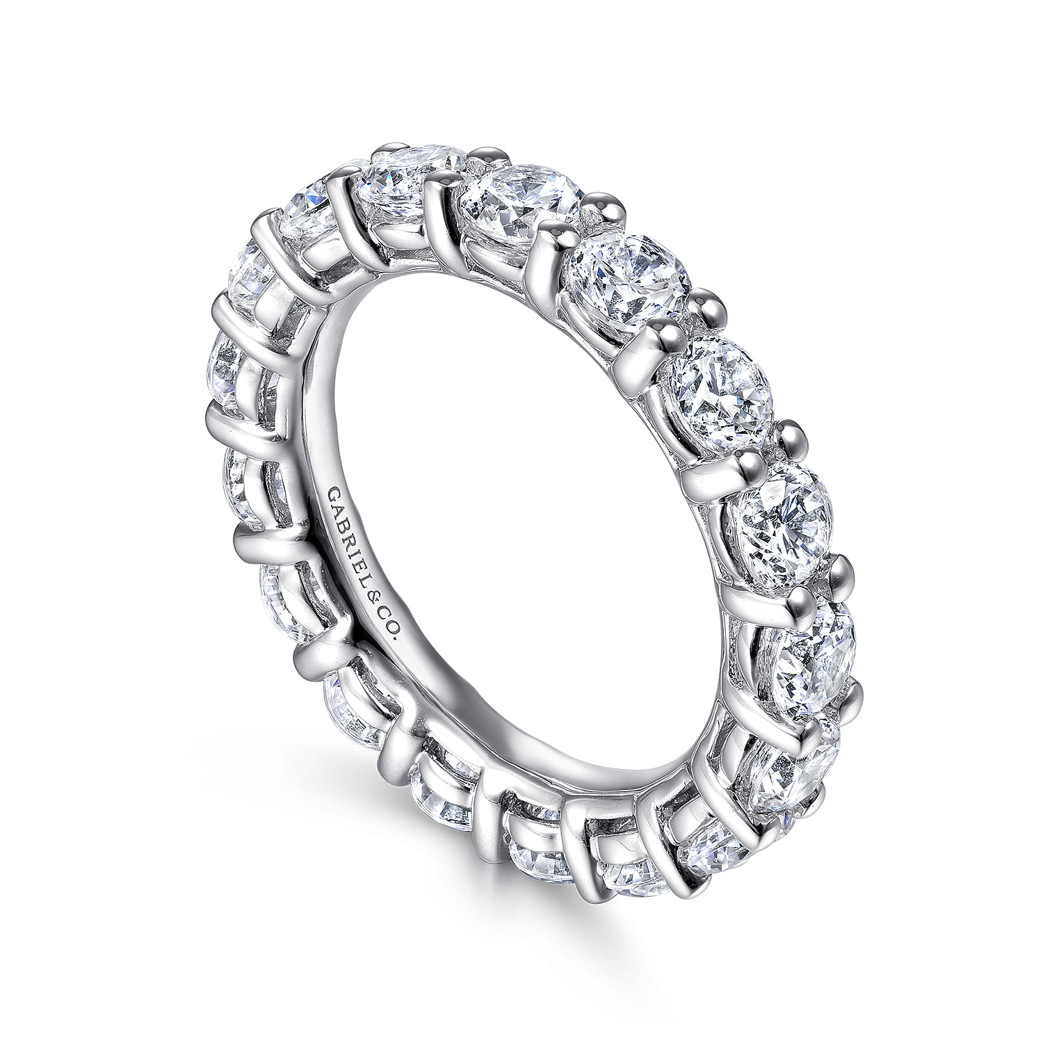 Eternity Band Wedding Ring in 14k White Gold with Round Natural Diamond at Gabriel & Co. - Shot 3