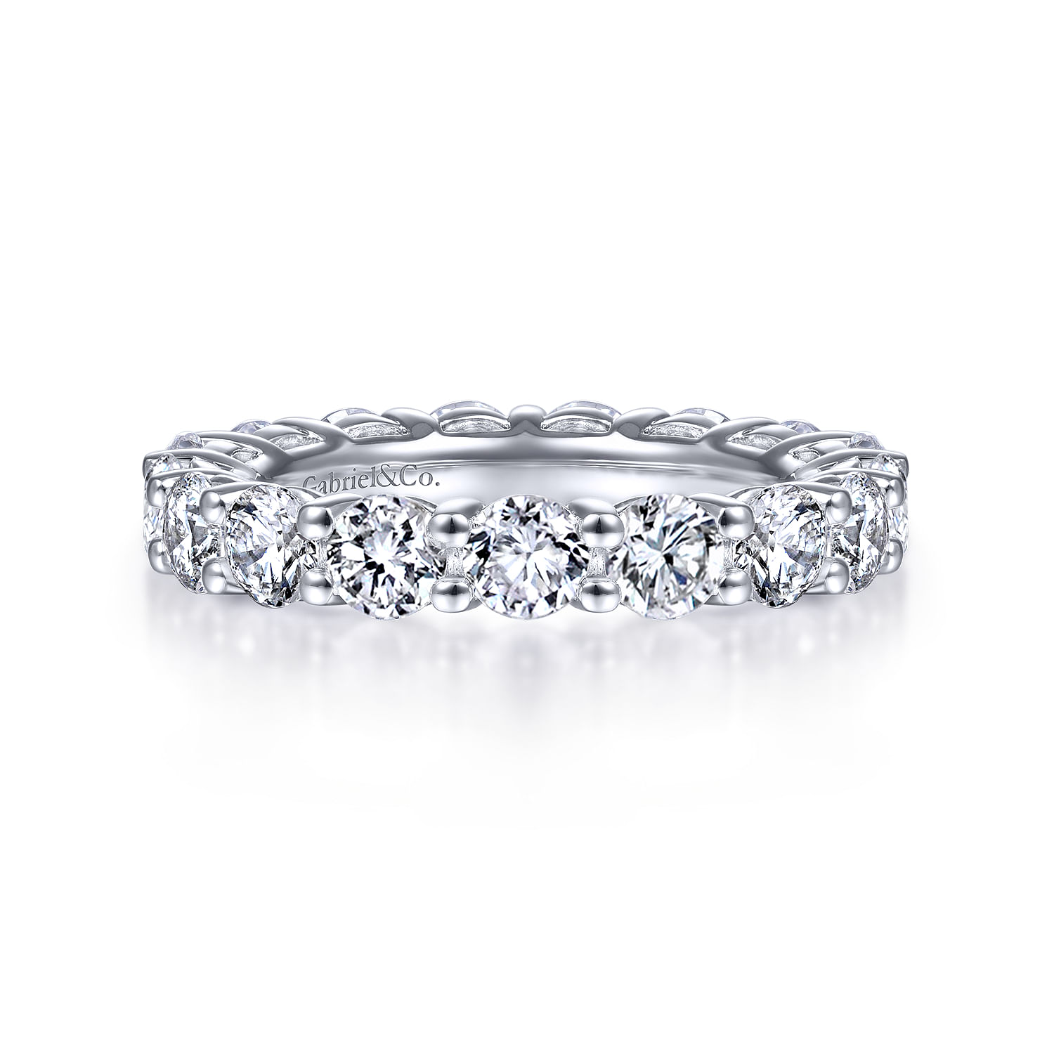 Eternity Band Wedding Ring in 14k White Gold with Round Natural Diamond at Gabriel & Co. - Shot 1