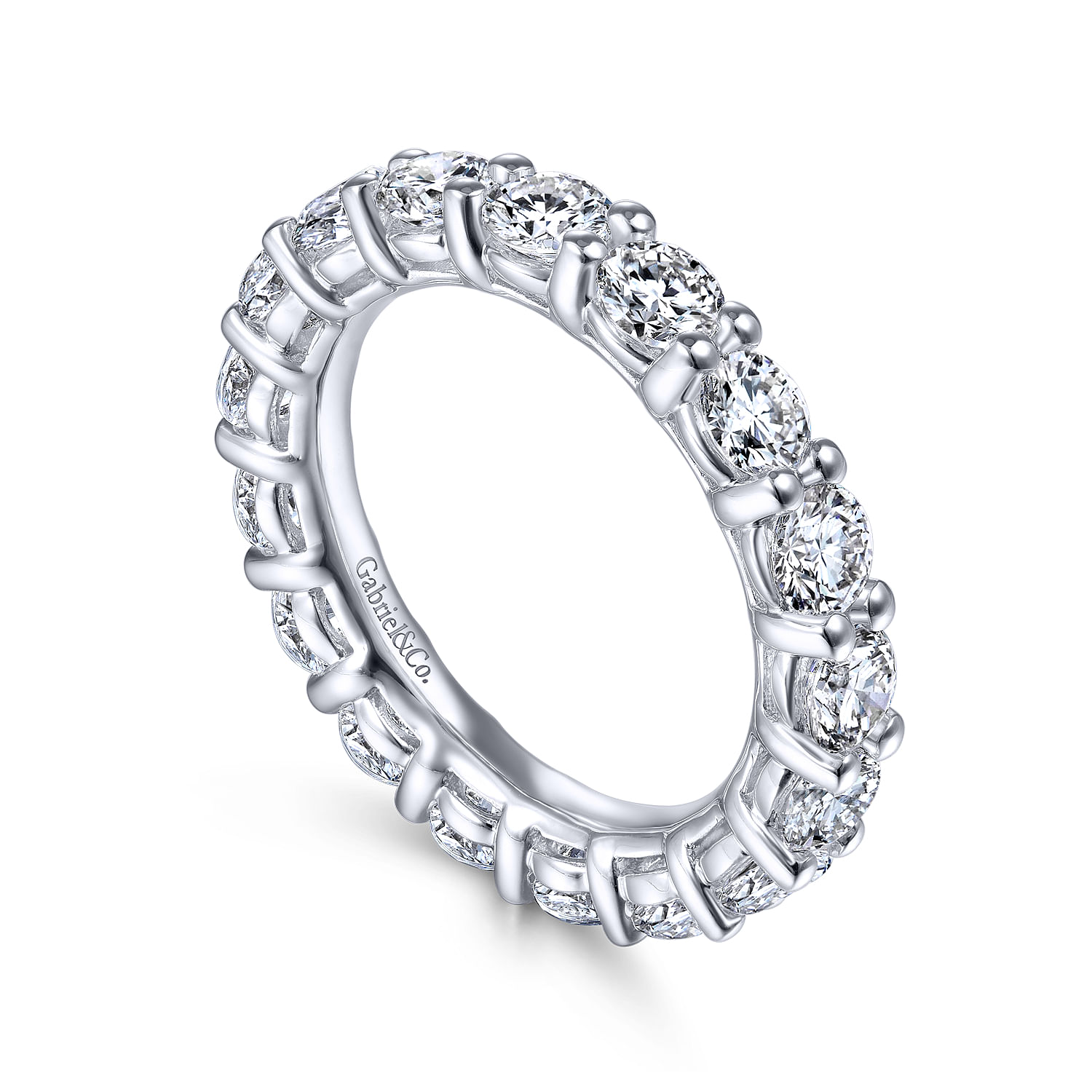 Eternity Band Wedding Ring in 14k White Gold with Round Natural Diamond at Gabriel & Co. - Shot 3