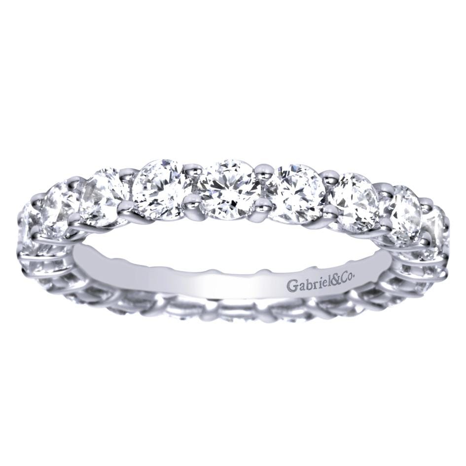 Eternity Band Wedding Ring in 14k White Gold with Round Natural Diamond at Gabriel & Co. - Shot 4