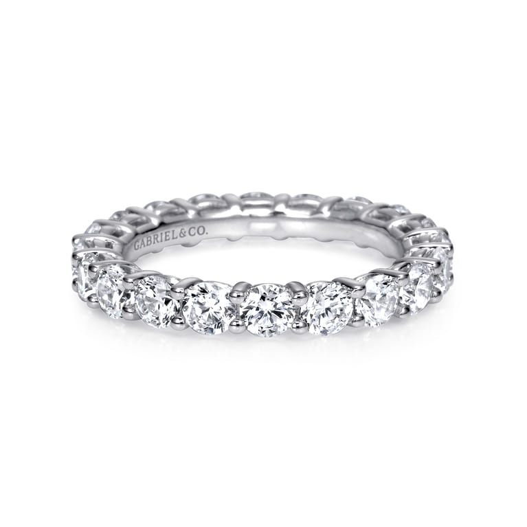 Eternity Band Wedding Ring in 14k White Gold with Round Natural Diamond at Gabriel & Co. - Shot 1