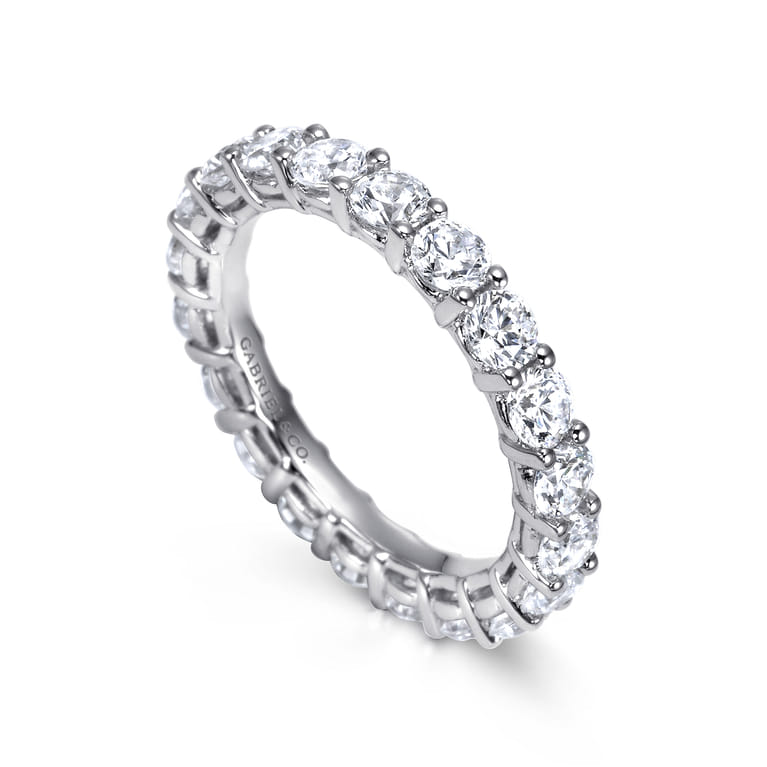 Eternity Band Wedding Ring in 14k White Gold with Round Natural Diamond at Gabriel & Co. - Shot 3